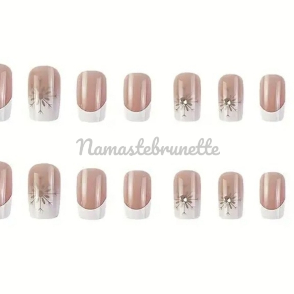 2/$16 Rhinestone French Manicure Press On Nails - Picture 9 of 12